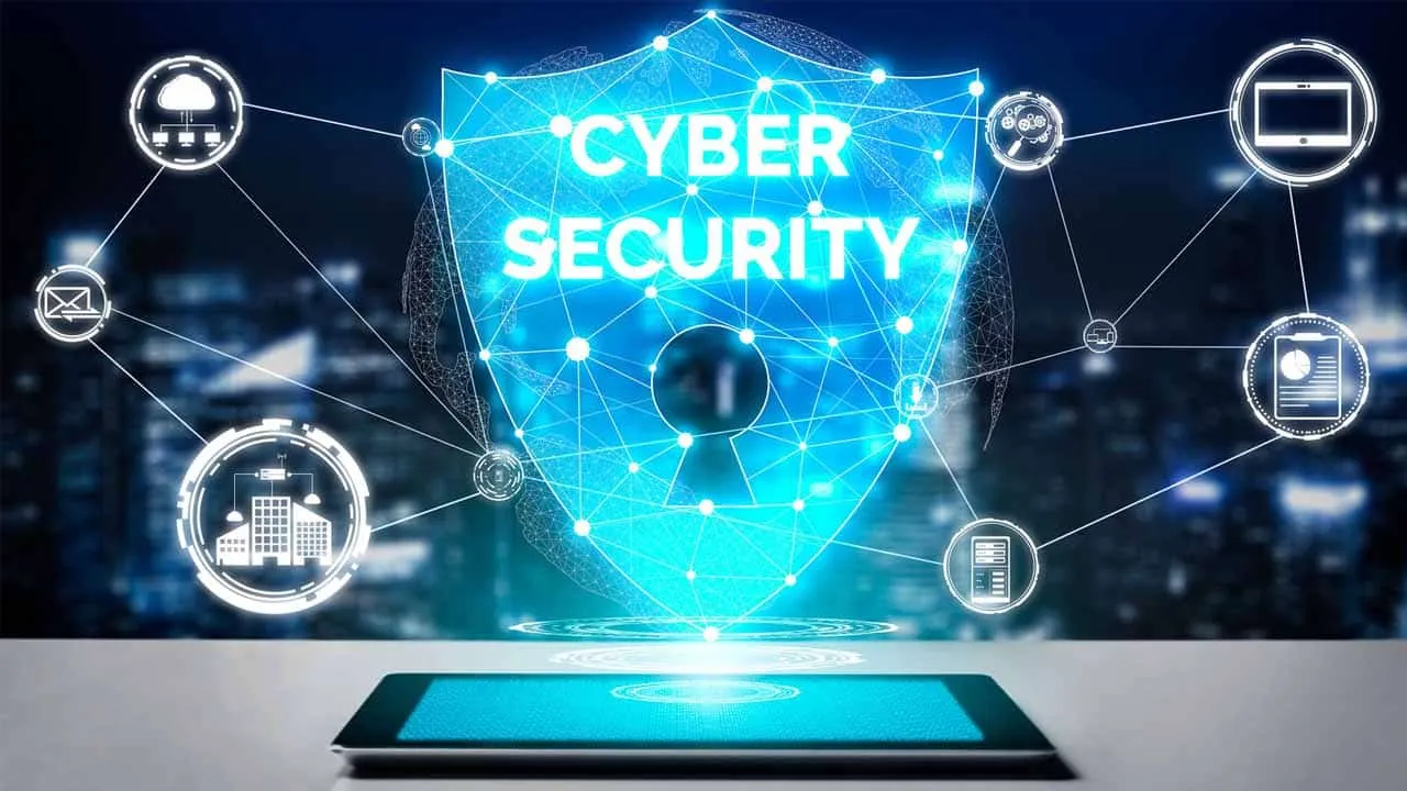 Cybersecurity shield graphic with digital connections, highlighting website security measures and protection against cyber threats.