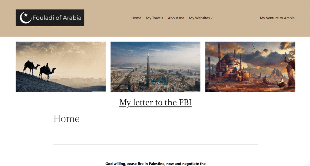 Camels in desert landscape, skyline featuring modern architecture, and historical buildings, representing travel narratives and cultural heritage on Fouladi Of Arabia website.