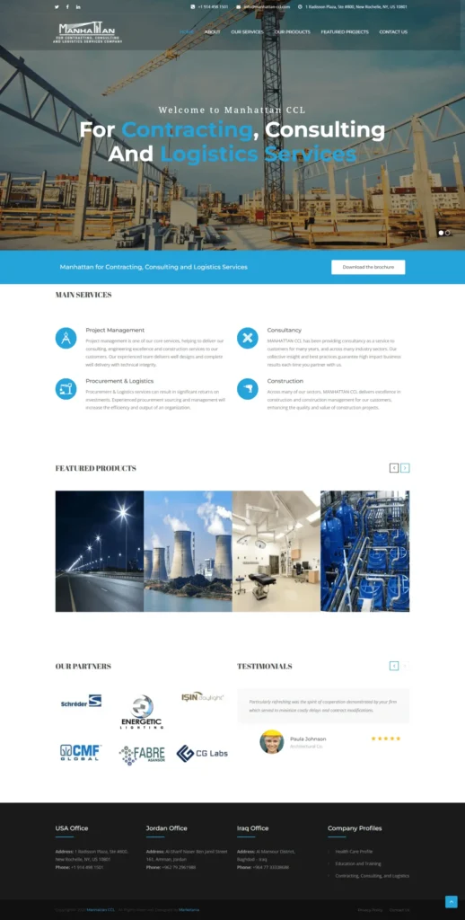 Construction site with cranes and framework, representing Manhattan CCL's contracting and logistics services.