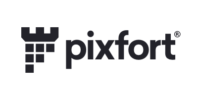 Pixfort logo, a digital design theme brand, representing creative freedom and customizable layouts for web design and development.
