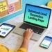 Modern digital design workspace with landing page creation elements focused on lead generation