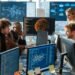 Cybersecurity team collaborating on firewall management and network security strategies