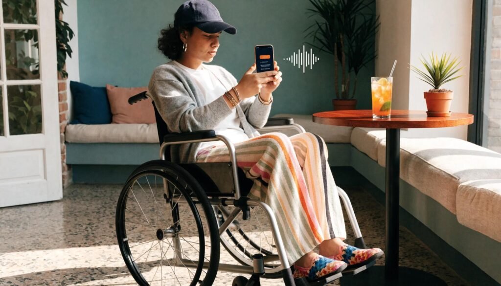 Person using a mobile device with accessibility features demonstrating inclusive design