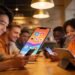Group of people interacting with mobile devices showcasing engaging app experiences