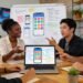 Team collaborating on mobile app development and maintenance strategies