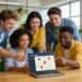 Group of professionals discussing local SEO strategies in a modern workspace