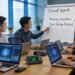 Team collaborating on cybersecurity strategies to mitigate DDoS attacks